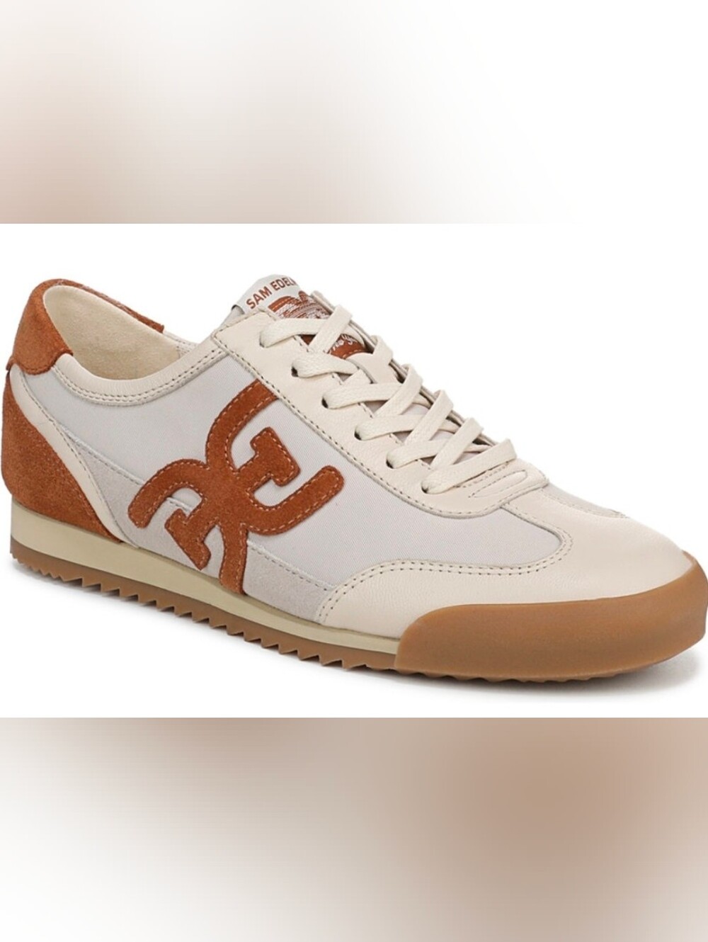 Sam Edelman Ivey Lace-Up Sneaker In Cream & Tan